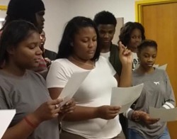 Students recording their song for the Youth Sing Out competition