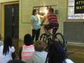 Student pedaling energy bike