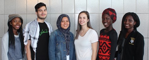The 2016-17 AFS Students: Royale Kodio, Hamzeh Alhawwash, Nur Natiatul ‘Sophia’ Suhaidi,  Juliette Déry, Amintou Diop and Abigail Osei.