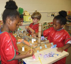 Children making a craft at preschool