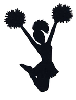 Drawing of cheerleader with pom poms