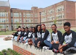 MSAN students in front of Heights High School