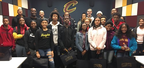 Heights High students visit the Cavs practice facility