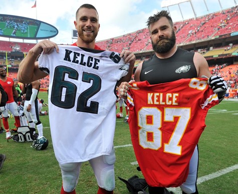 Travis and Jason Kelce After Their Game on Sept. 17, 2017