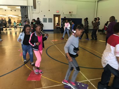 Kids playing game in gym 