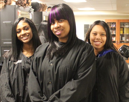 Tyger with cosmetology students