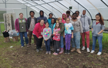 kids in greenhouse