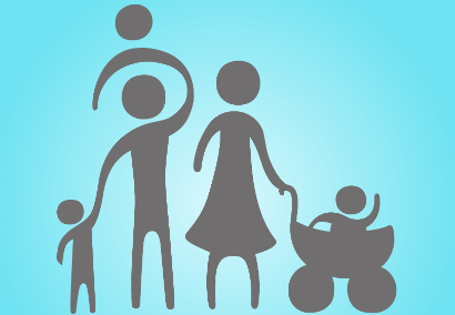silhouette drawing of a family