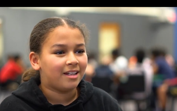 girl speaking on camera