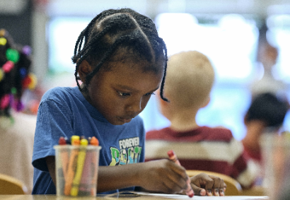 preschool boy coloring
