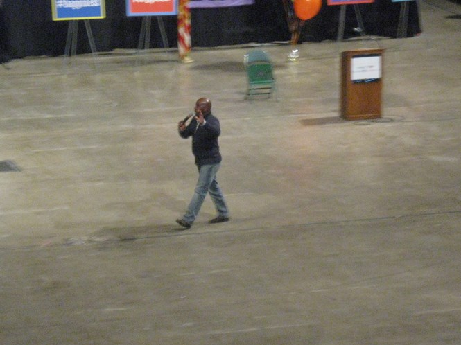 Melvin Adams speaking to the crowd