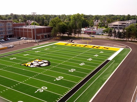 Heights High Athletic Field Turf  Laying Completed Aug. 7, 2014