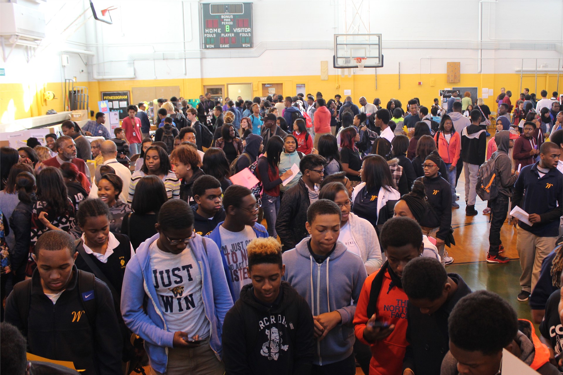 Sophomores from CHHS, Shaker Heights High and Warrensville Heights High packed the gym on Thursday.