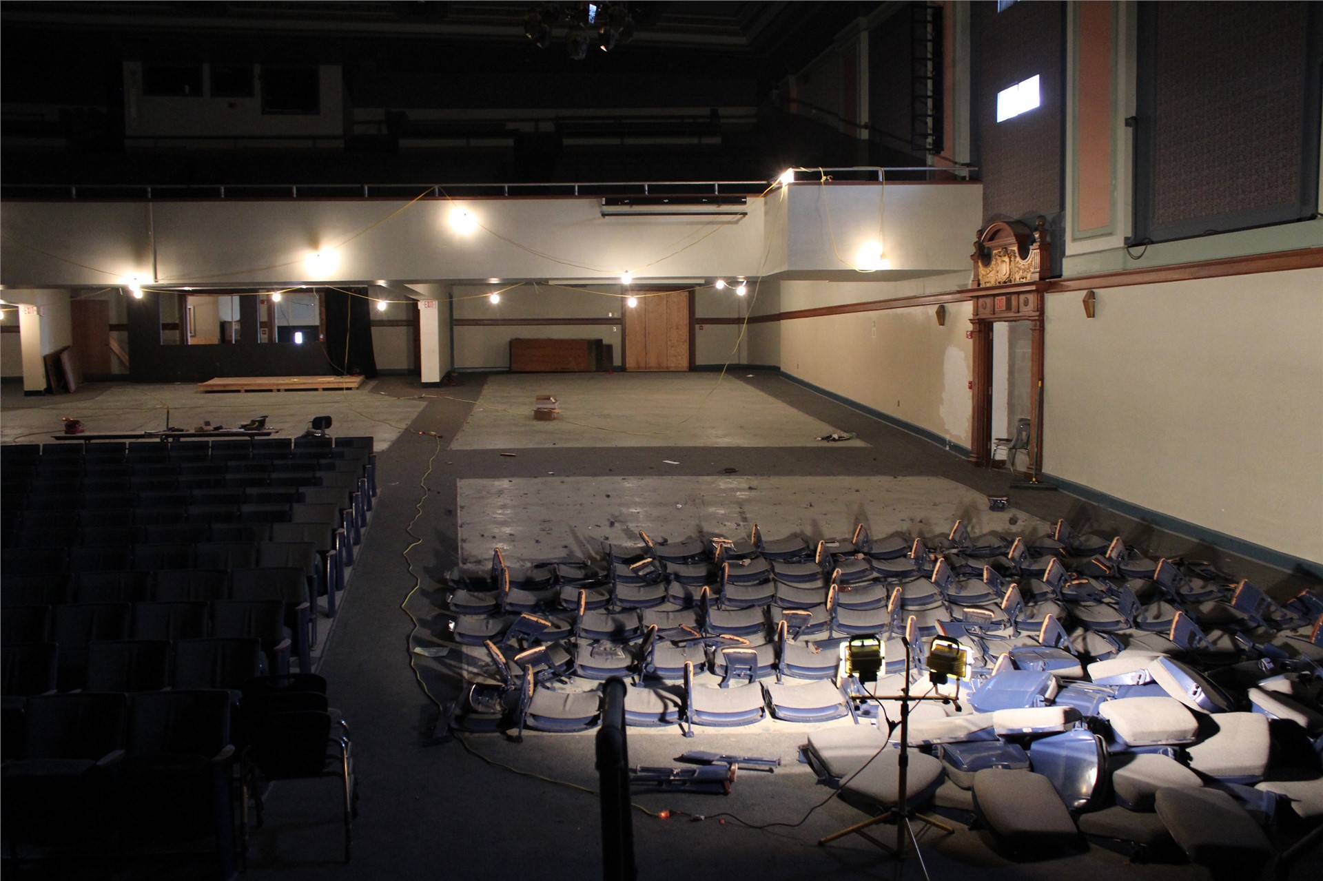 Auditorium seats being removed