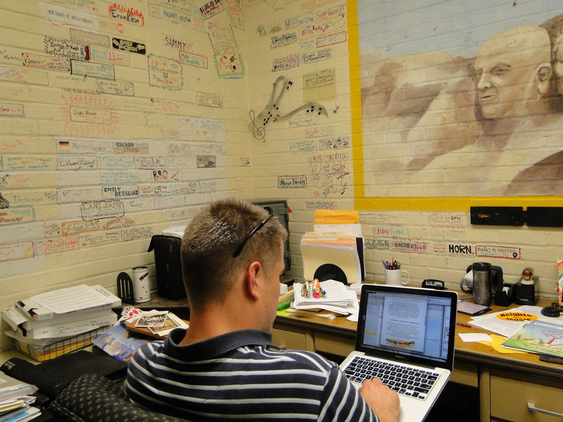 Director of Orchestras Dan Heim - most of the furniture is gone in his office, except for his desk.