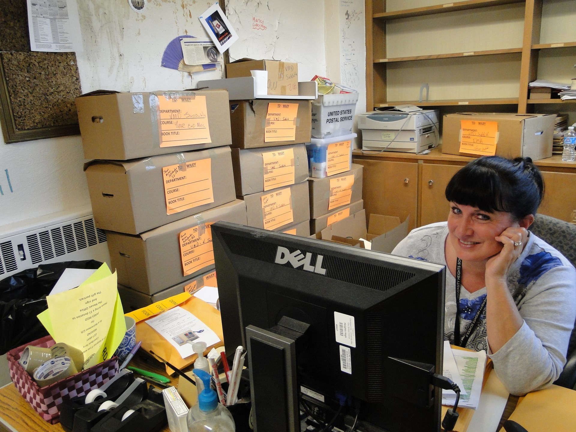 Vocal Music Assistant Kim Sudduth in the VMD office.