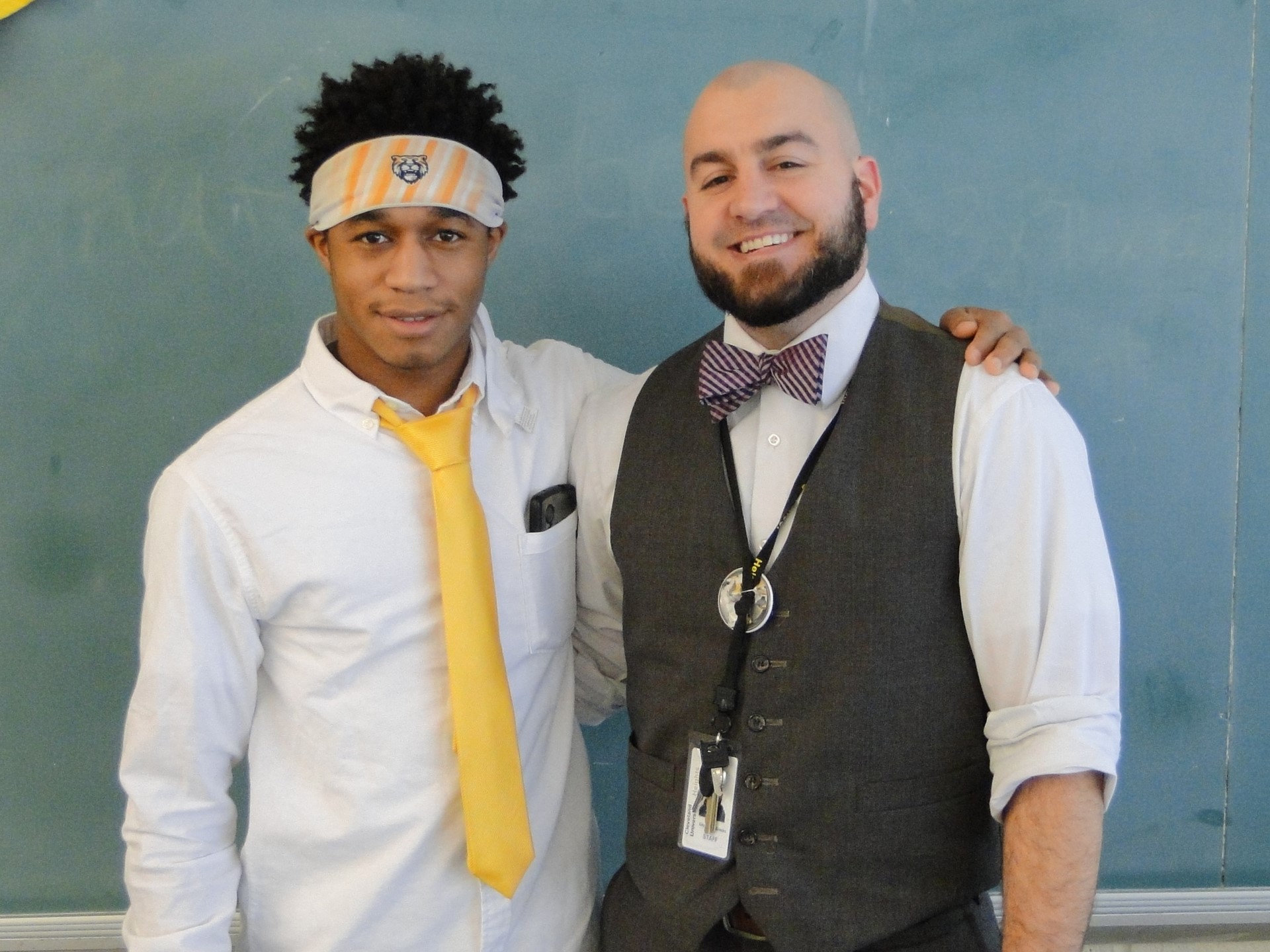 Teacher Patrick Gleba (L) and Austin Scott