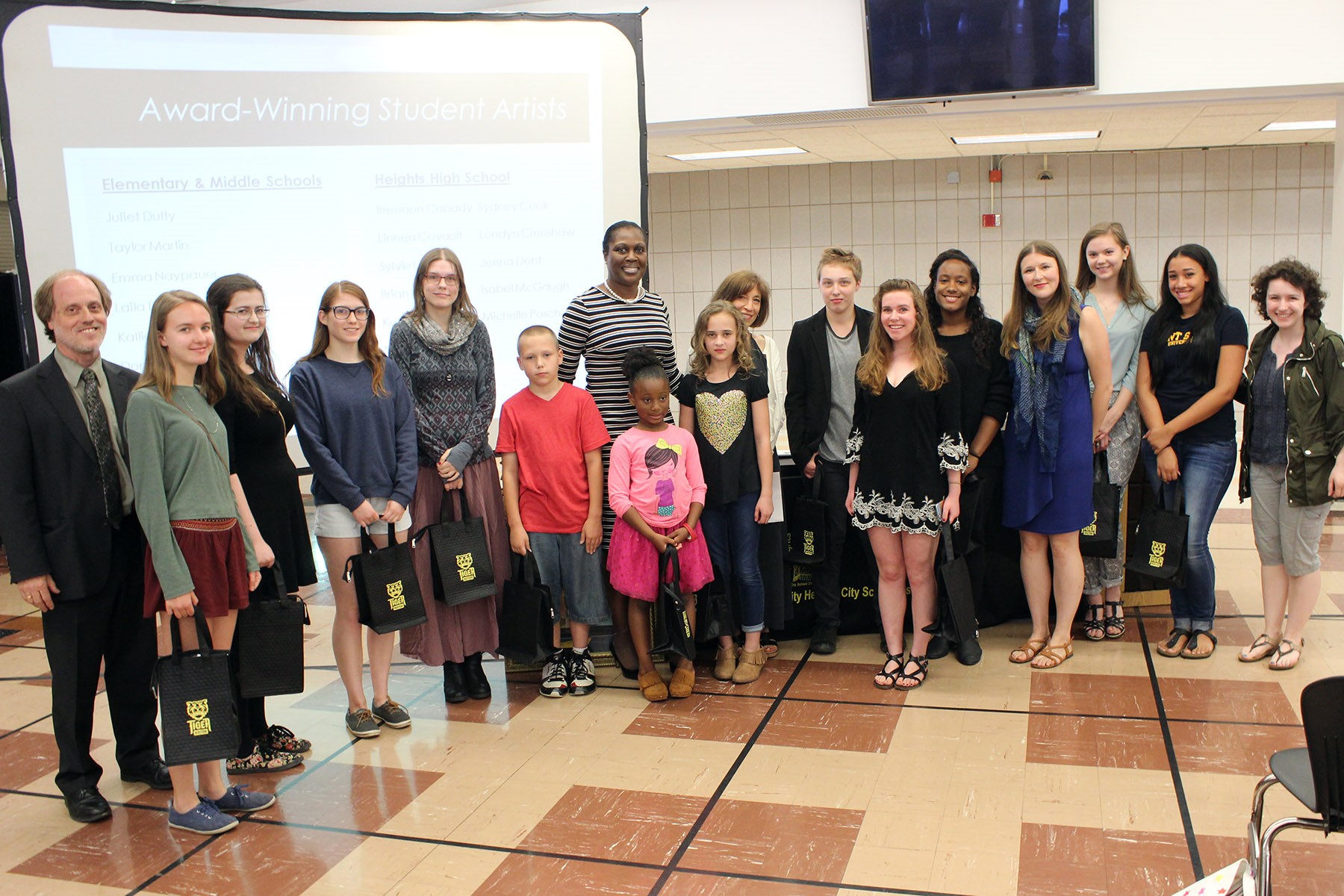 Award-winning student artists were recognized at the Board meeting.