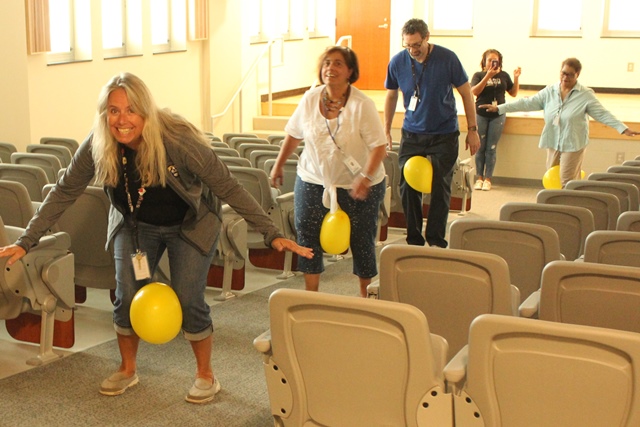 Transporting balloons in the Mini Auditorium