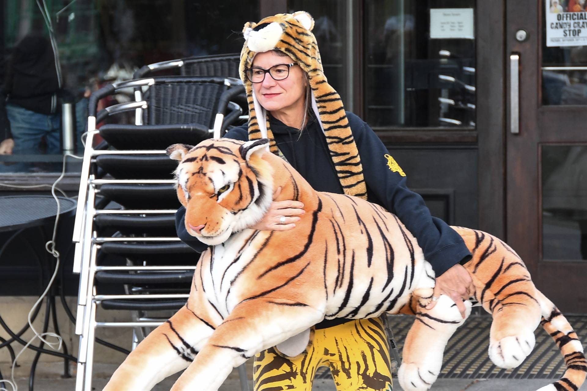 Woman with tiger