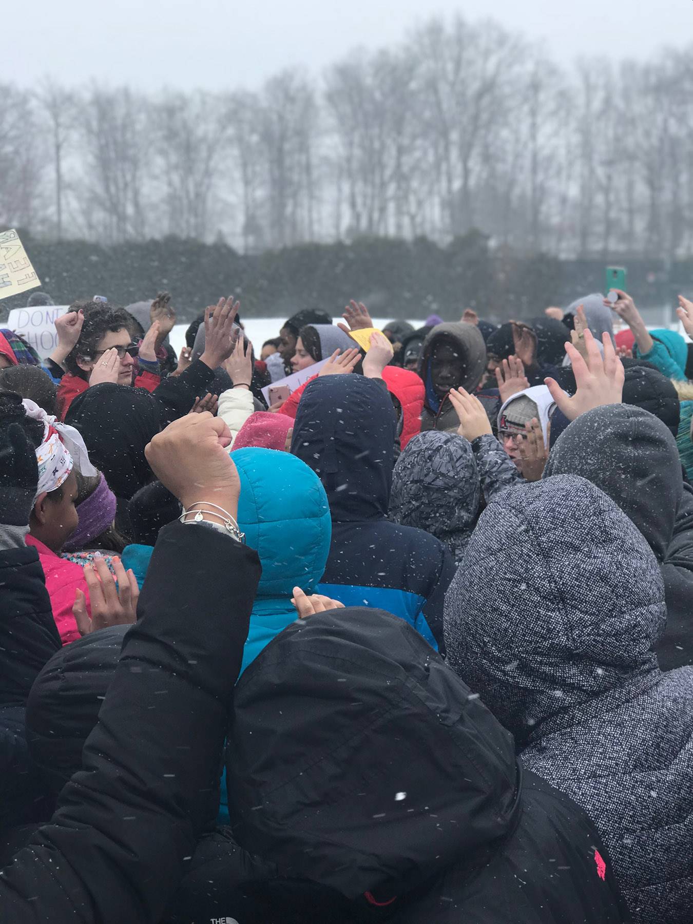 Heights Middle School students at National Walkout Day
