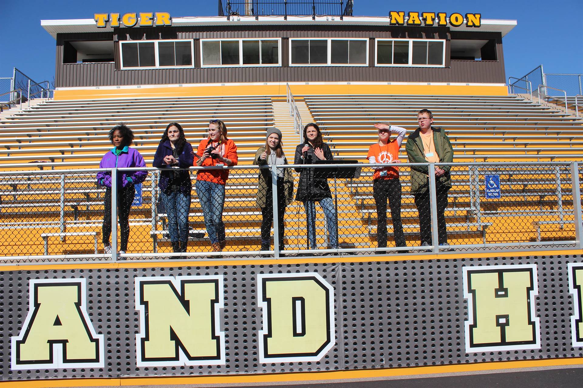 Student speakers at the Heights High rally