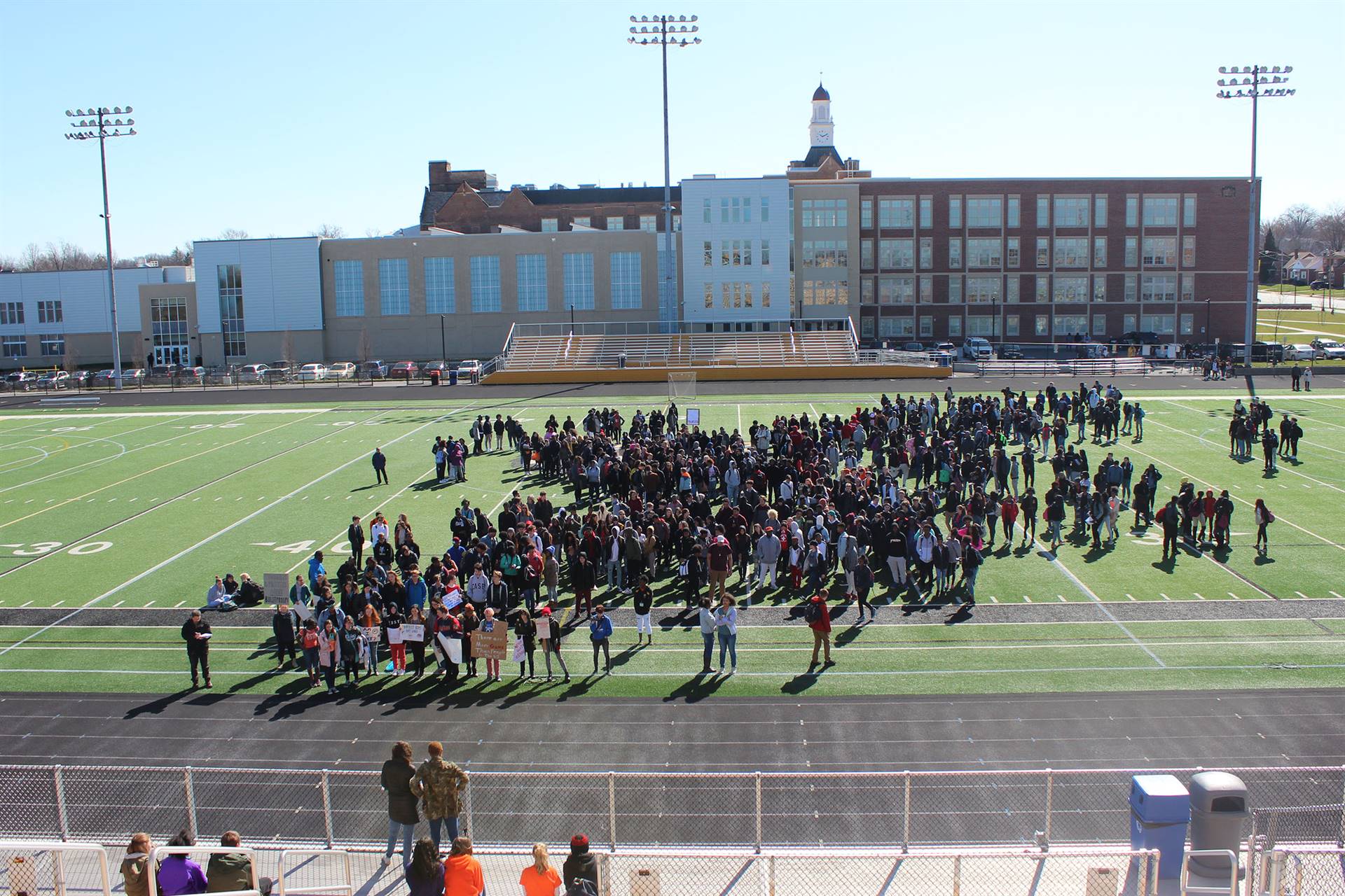 Heights High students rallied on the football field