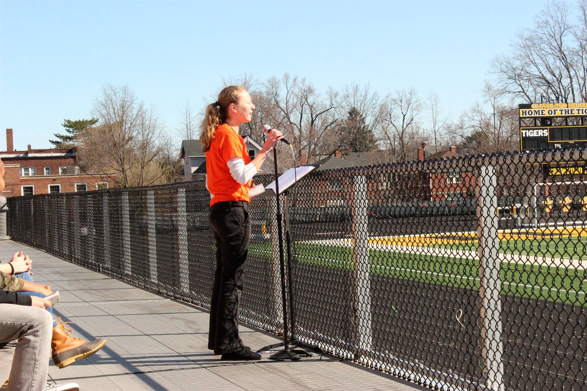 Maple Buescher speaks at the Heights High rally