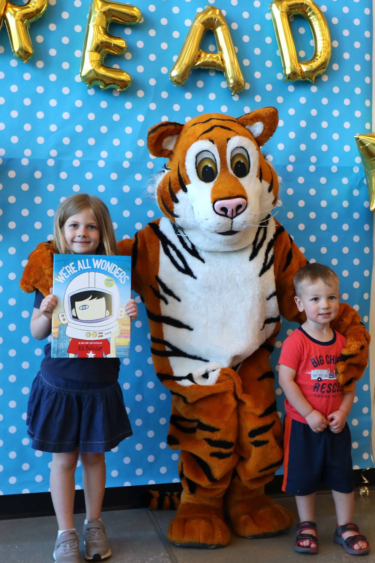 Tiger and Students at CH-UH Family Literacy Night