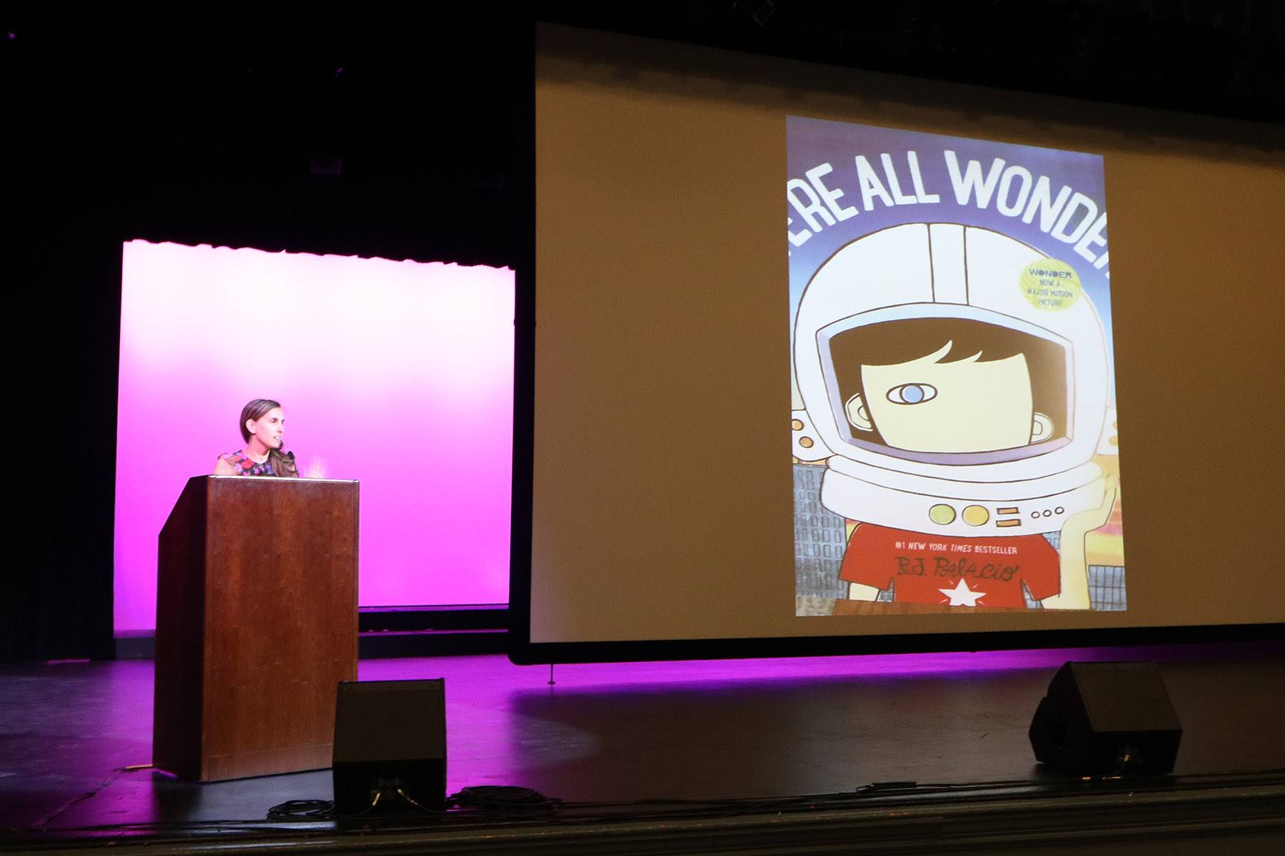 Wonder Editor Erin Clarke speaks at CH-UH Family Literacy Night