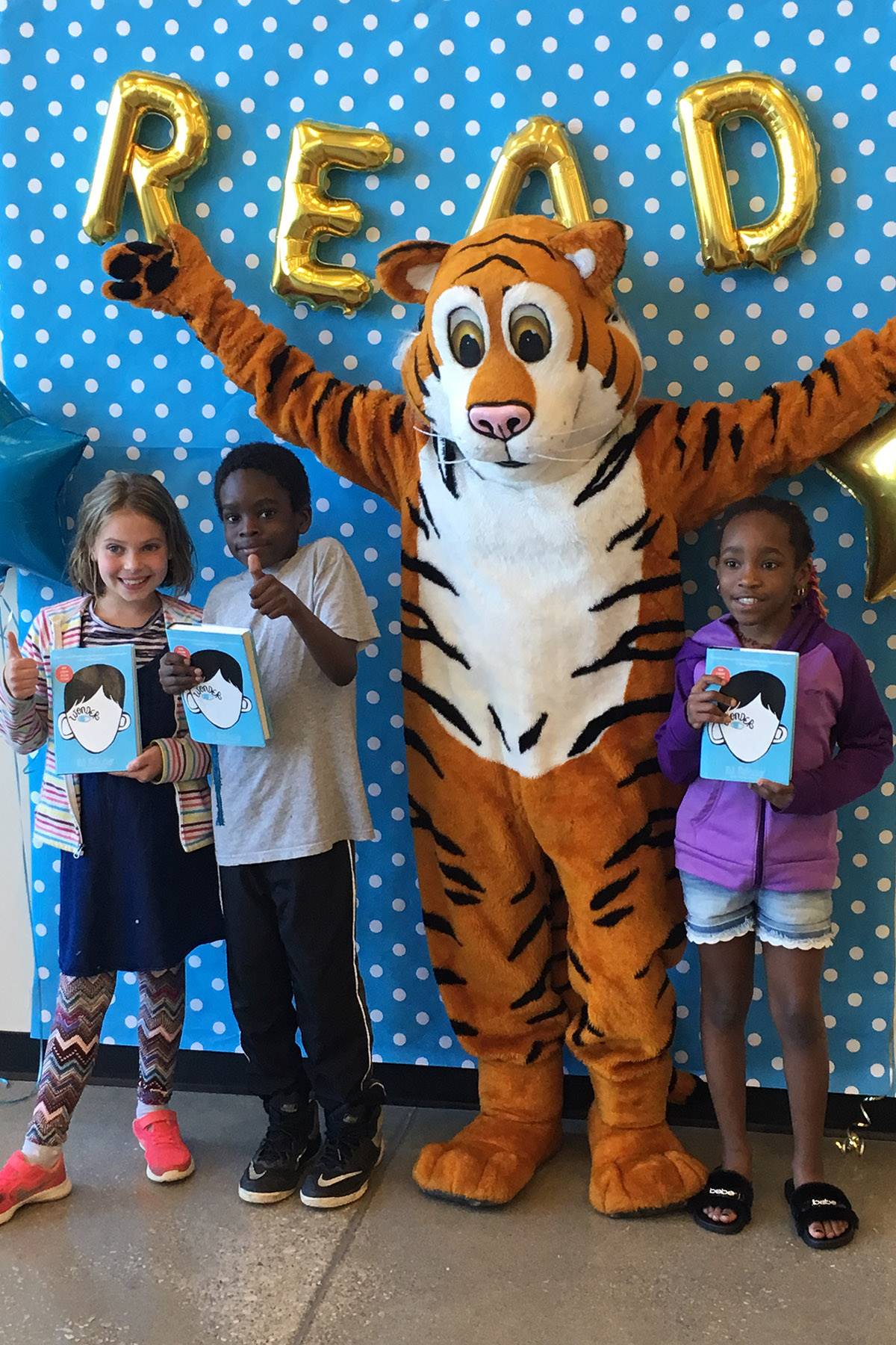 Tiger and Students at CH-UH Family Literacy Night