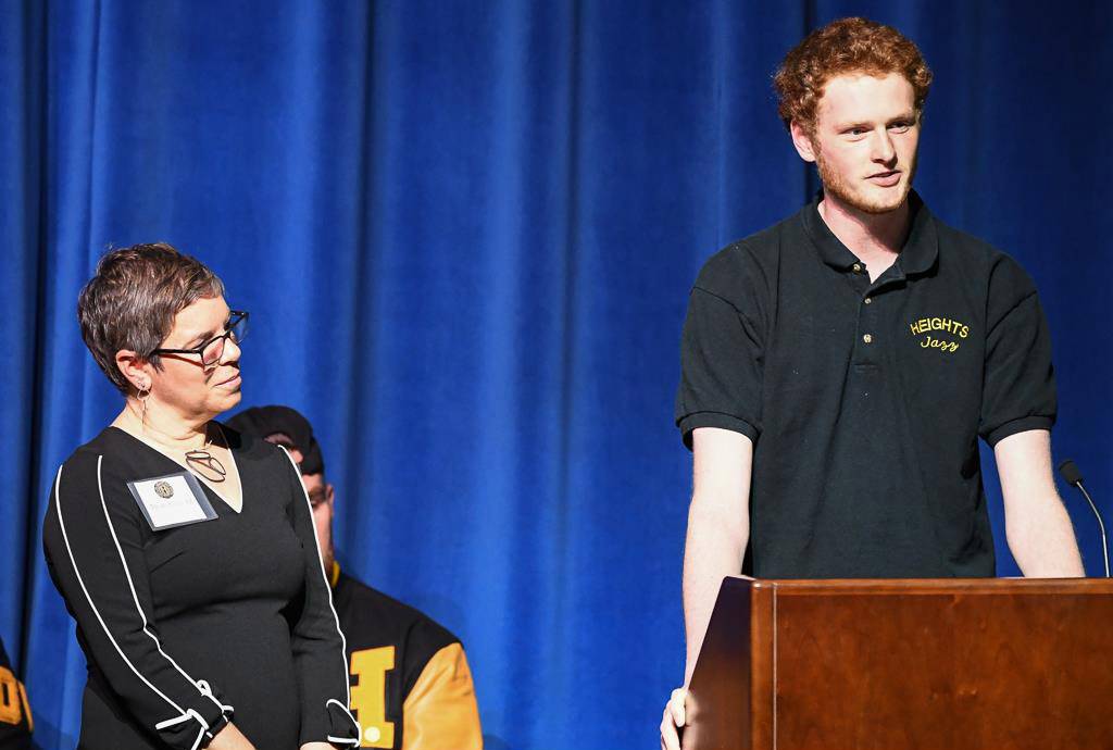 Inductee Tovah Klein (&#39;82) and student Joe Kenealy