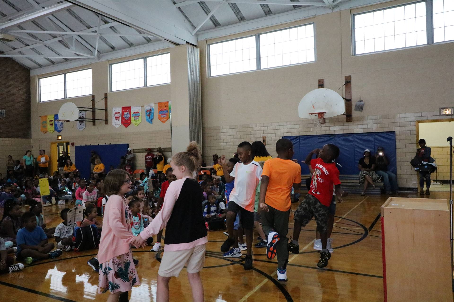 Students dancing in gym