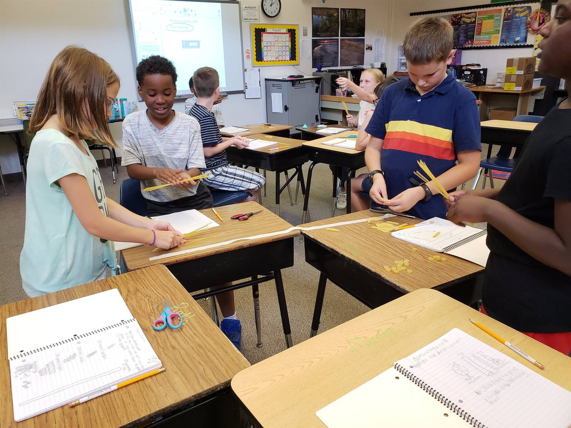 Students working at desks