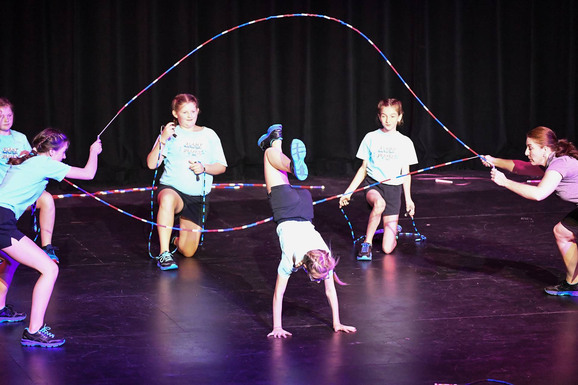 Jump ropers on stage