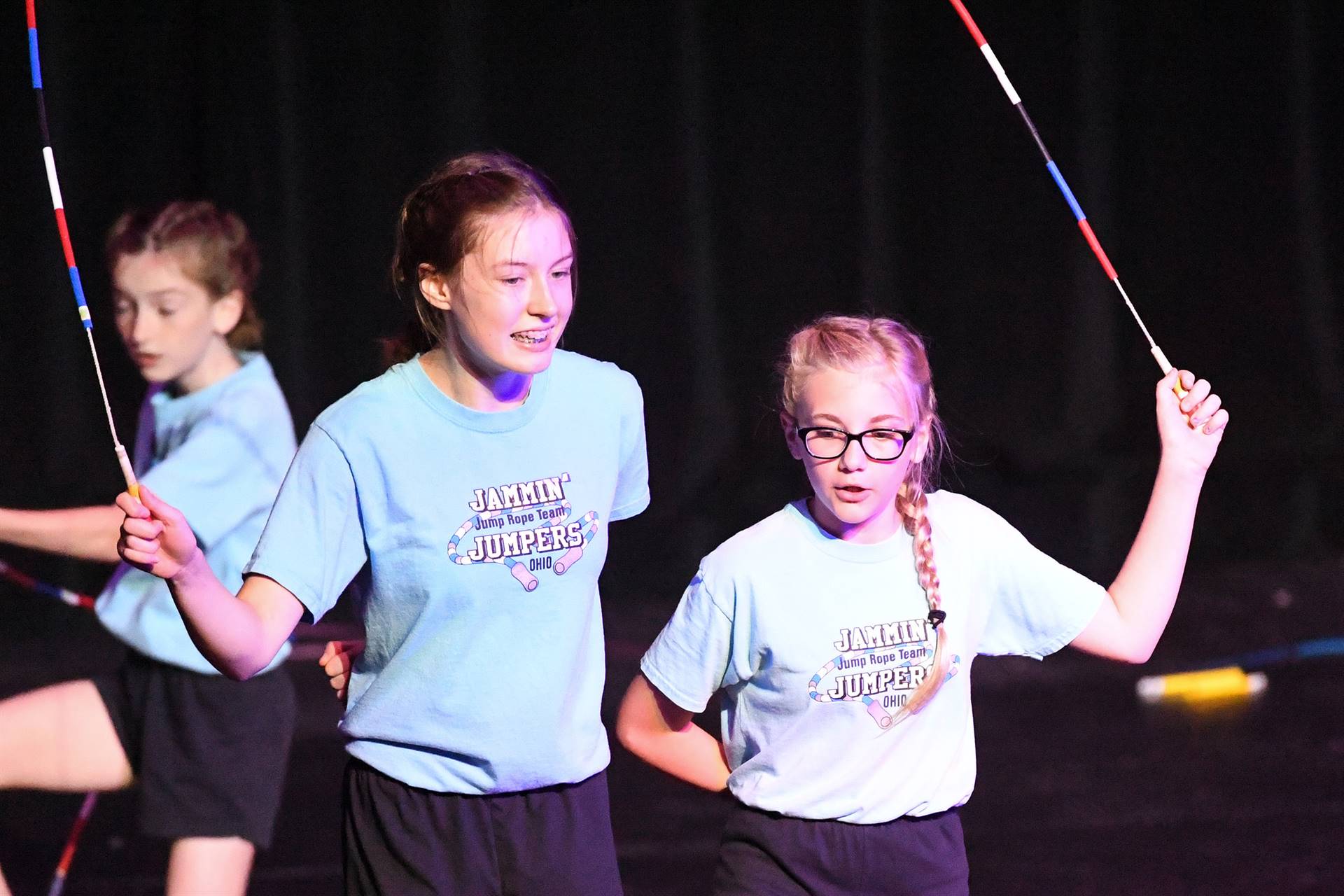 Jump ropers on stage