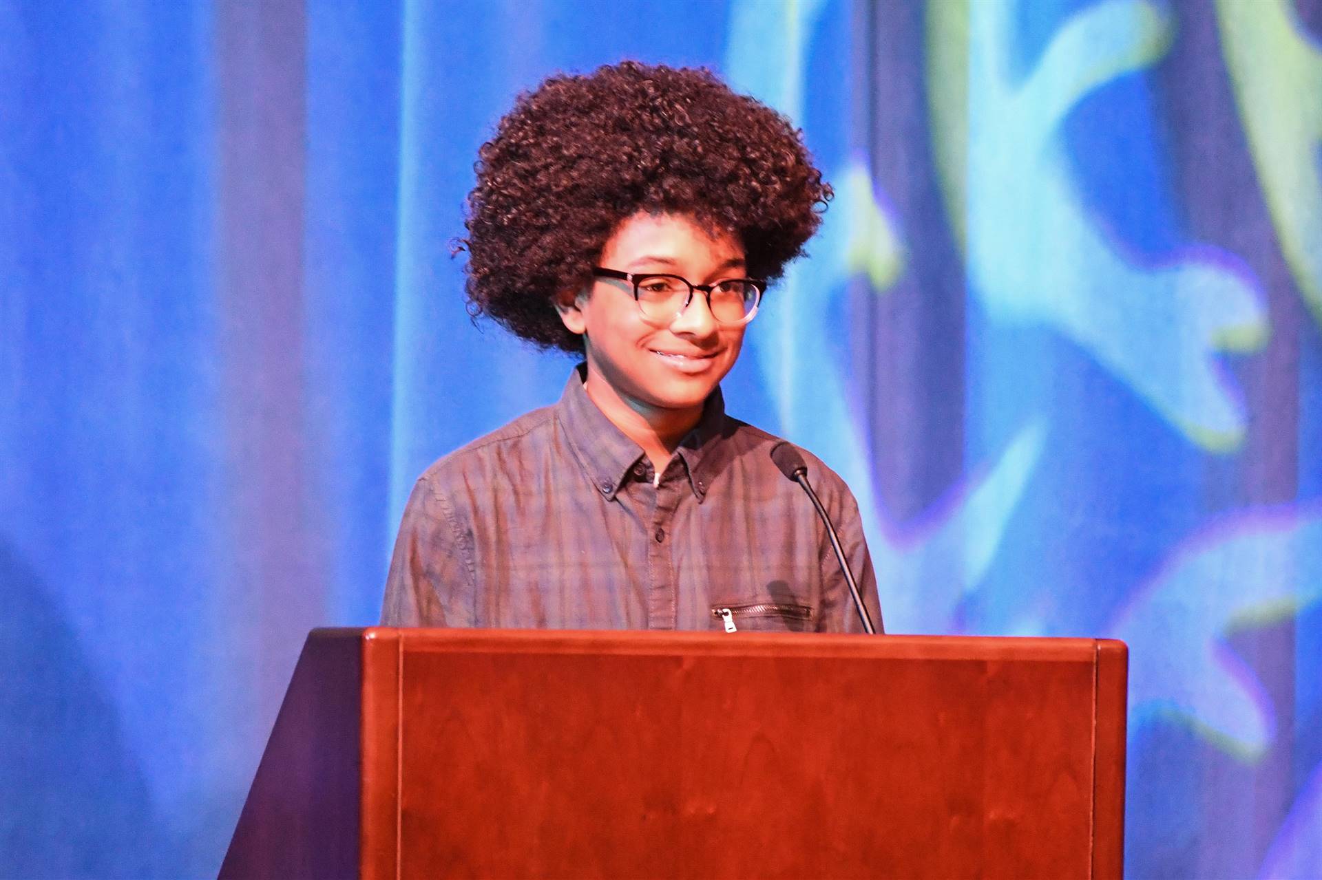 Boy at podium